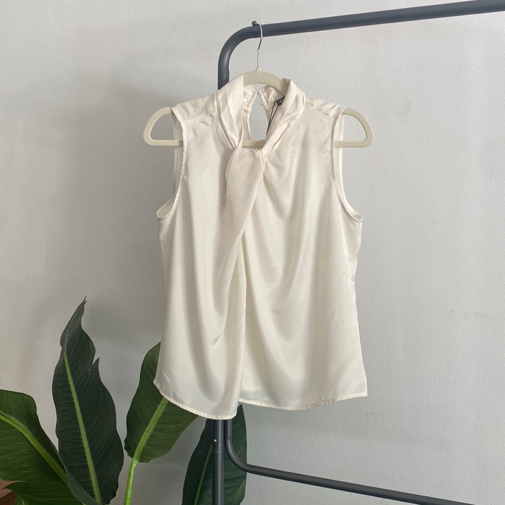 Zara Cream satin look blouse shell size sm